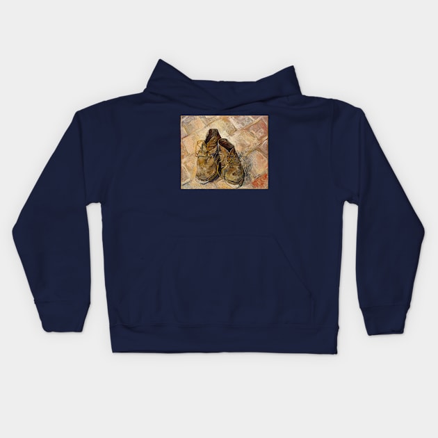 Vincent Van Gogh Shoes Kids Hoodie by RetroSalt